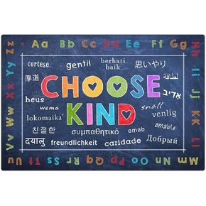 Carpets for Kids 62614 Choose Kind Clasroom Chalkboard Look Rug 4ft x 6ft Rectangle Blue