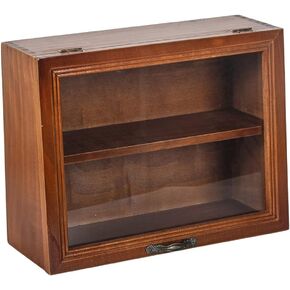 Wood Cabinet Mug Display Box, Wood Shadow Box Shot Glasses Display Case Shelf Action Figurine Display Shelf for Counter Top Collectibles Display Case