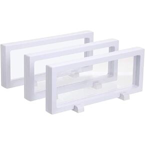 esowemsn 3 Sets of 3D Floating Display Case Rectangular Coin Holder Display Stand Holder Suspension Frame Display Plastic Frames Stand Holder for Jewelry,Challenge Coin,Gift,Antique