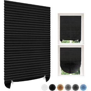 Paper Blinds Temporary Window Blinds Light Filtering No Drill Stick on Cut to Size Cordless Self Adhesive Pleated Shades for Kitchen Bathroom Windows Doors (1, White, WxH 24x59 in)