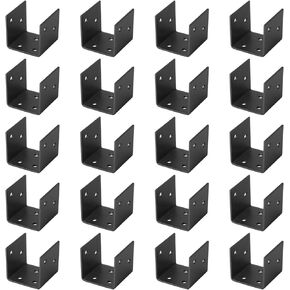 eoere 20 PCS Black Half Post Base Fit 2 x 2 Post Anchor Connector, Steel Mounting Brackets Support for Deck Railing Support Anchor Plate, Thickness 2mm(14-Gauge)