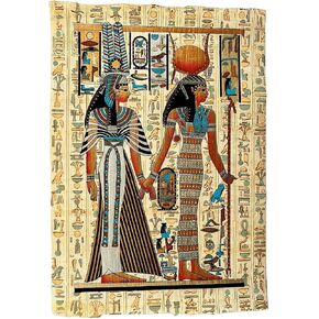 Goddess Isis Leading Queen Nefertari - Place in The Sacred Land Masterpiece Story - Egyptian Hand-Painted Papyrus Artwork – Unframed – Frameable - 13x17 inches