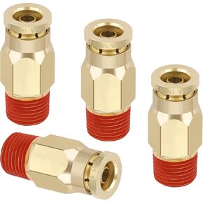1/4" Quick Push to Connect Fittings Brass Union Straight Joint DOT Approved 1/4" Tube OD x 3/8" NPT Thread Air Line Adapter Air Suspension Kit for Truck Trailers and Air Brake System 10pcs