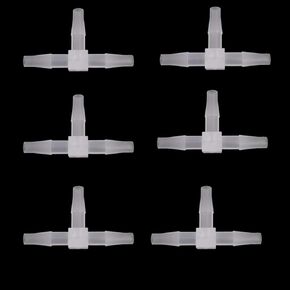 Plastic 1/4" ID Hose Barb Fittings, Equal Barbed Tee Pipe Connectors 3 Way Joint Splicer Mender Union Adapter for Boat Aquarium, 6Pcs