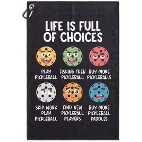 Life is Full of Choices Printed Microfiber Pickleball Towel, Pickleball Gifts for Grandpa Pickleball Lover, Pickleball Fathers Day Birthday Gifts, Pickleball Accessories for Men Women