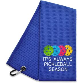 Hafhue It's Always Pickleball Season Embroidered Towel, Pickleball Player Gift, Pickleball Gifts for Men Women, Birthday Gift for Pickleball Fan, Retirement Gifts for Pickleball Lovers