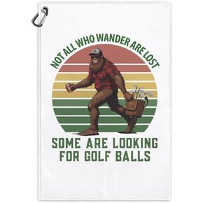 Not All Who Wander are Lost Funny Printed Microfiber Golf Towel with Clip, Golf Gifts for Golf Fan Dad Grandpa, Golf Lover Father's Day Birthday Gifts, Golf Accessories for Men Husband Him