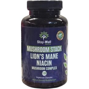 Lion Mane Mushroom Supplement Capsules with Niacin | Mushroom Complex Capsules, with Turkey Tail Mushrooms, Chaga Mushroom and Reishi Mushroom Extract, Mushroom Supplement Capsules