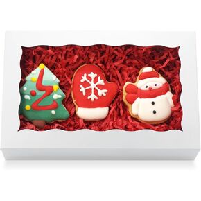 50 pcs Cookie Boxes 8x5x2 Inch: Bakery Boxes with window, Treat Boxes, Chocolate Covered Strawberries Boxes, Macaron Boxes- White