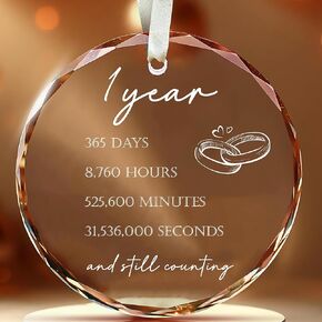 Crystal Couple Glass Ornament - 15th Wedding Gifts for Parents Couple Wife Husband- 15th Anniversary Unique Gift Ideas - Glass 15th Wedding Anniversary Ornament (15th Wedding Anniversary)