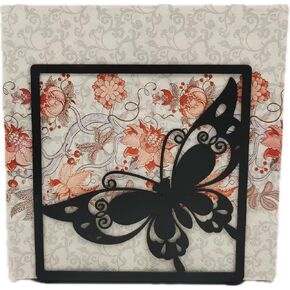 Cow Napkin Holder for Table Countertops, Matte Black Decorative Standing Napkin Dispenser for Kitchen Dining Outdoor, Farmhouse Metal Paper Cocktail Napkin Storage Holder