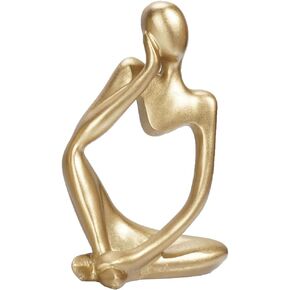 Gold Thinker Statue Home Decor, Resin Abstract Thinker Sculpture Figurines Shelf Decor Accents for Living Room, Office, Bookshelf, Desktop