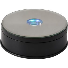 Rotating Display Pedestal with 7 Lights Led Light Base for Glass Crystal Art, Nice Holiday Party Decor（Black）