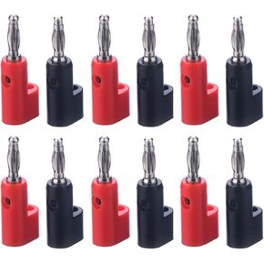 Atoplee Stackable Plugs 6 Pairs Black and Red Stackable Solderless Banana Plug Connectors