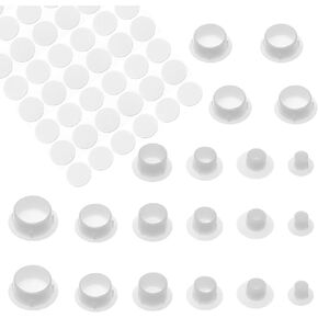 Plastic & PVC Hole Plugs, 5/8/10/12/15mm, 304 Pcs, White, PE & PVC, for Cabinets, Brackets, Bookshelves, Bookcases, Closets, Furniture
