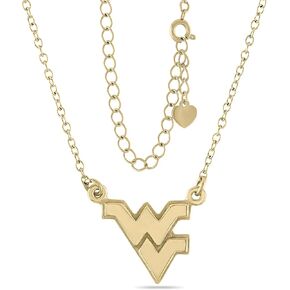Stone Armory WVU Necklace for Women - 18K Gold Plated Flying WV Necklace - Hypoallergenic and Adjustable 16-20in - West Virginia Mountaineers Gifts