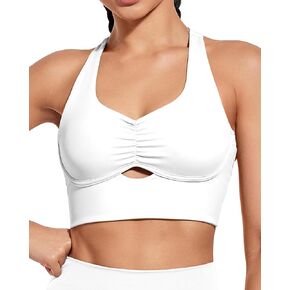 XUNYU Racerback Sports Bras for Women Workout Tops with Built in Bra Crop Tank Top Scoop Neck Wireless Yoga Gym bra