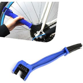 1 PC Motorcycle Chain Cleaning Brush, 10" Double-Headed Design Snug Fit Chain Details Dust Brush, Bicycle Chainring Save Effort Washer, Universal for Motorcycle Bike Cleaning Tool (Blue)