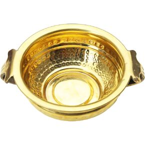 Aditri Creation Single Urali Brass Golden Pure Brass Hammered Design Urli Decorative Bowl, Home Décor & Indian Traditional Festival Item for Pooja Decoration (Diameter:- Height 2 Inch X Width 5 Inch)