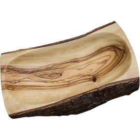 Latitudes Natural Bark Rectangular Bowl (5.5" x 3.5"), Olive Wood Nut Bowl - Fair Trade Handmade Bark Bowl - Wood Bowl for Nuts, Candies, & More - Wooden Kitchen Accessories
