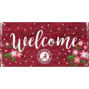 Fan Creations NCAA Alabama Crimson Tide Unisex University of Alabama Welcome Floral Sign, Team Color, 6 x 12, (C0964-Alabama)