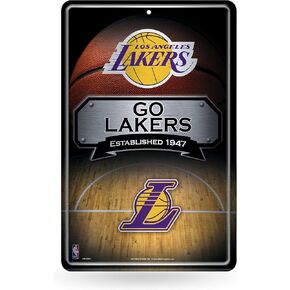 Rico Industries NBA Los Angeles Lakers Large Metal Sign 11" x 17" Large Metal Home Décor Sign