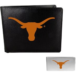 Siskiyou Sports NCAA Texas Longhorns Leather Bi-fold Wallet & Money Clip, Black, One Size