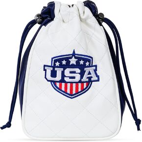 Craftsman Golf USA Shield Leather Golf Valuables Pouch Bag Drawstring Closure Diamond Pattern