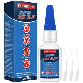 Super Glue 30g, Superglue All Purpose, Instant Glue with Anti-Clog Cap, StronClear Superglue for Plastic, Glass, Ceramic, Metal, Wood, DIY, Precise Repair, Waterproof, Heat-Resistant