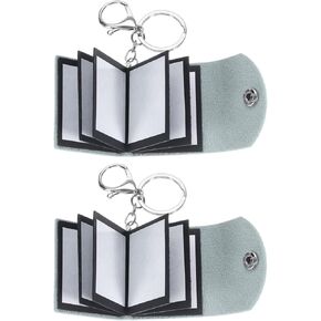 uxcell Custom Keychain with Pictures, 2 Pcs Personalized Leather Mini Photo Album Keychain with 10 Pictures DIY Small Memory Keyring Book for Family, Gray