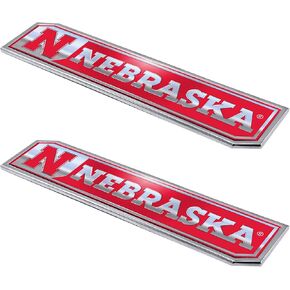FANMATS 60840 Nebraska Cornhuskers 2 Piece Heavy Duty Aluminum Embossed Truck Emblem Set, 1.75" x 8.25"