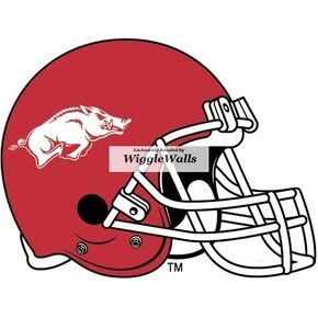 6 Inch Football Helmet University of Arkansas UARK Hogs AR Hog Logo Removable Wall Decal Sticker Art NCAA Home Room Decor 6.5 by 5 Inches