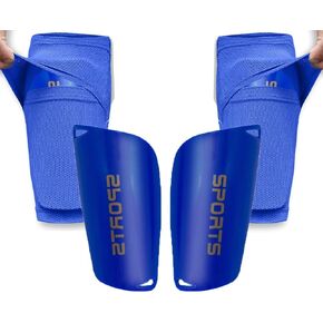 Soccer Shin Guards for Kid Youth Teen Adult - Shin Guards Sleeves with Inserted Pocket Cushion Protection Reduce Shocks and Injuries for TeamSports (Blue, Medium)