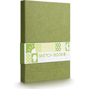 Arrtx Premium Hardcover Sketch Book, 60 Sheets/120 Pages, 180 GSM Thick Acid-Free Drawing Paper, Hardbound Sketch Pad with Inner Pocket, Green 8.5"x6.1" Sketchbook