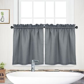 White Curtains 54 inch Long Casual Weave Small Window Curtain Kitchen Bathroom Basement Bedroom Drapes - 30" x 54", White, Set of 2