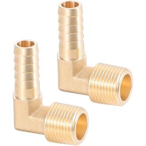 Enoch's Land Brass Hose Barb,90 Degree Elbow,1/2" Barb x 1/2" NPT Male,Brass Barb for Water/Fuel/Air (Pack of 2)