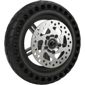 Electric Scooter Rear Tire Assembly, 8.5In Rubber Wheel Hub Solid Tire 220lb Load Honeycomb Tire Rear Wheel Replacement 120mm Brake Disk Set for PRO2 8.5in 2 Wheel Electric