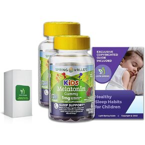 Spring Valley Vegetarian Melatonin Gummies for Kids, Sleep Support, 60 (2 Pack) Bundle with Exclusive Healthy Sleep Habits for Children - Better Light&Spring Guide (3 Items)