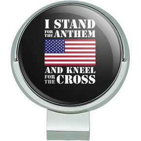GRAPHICS & MORE I Stand for The Flag Kneel Cross USA American Flag Patriotic Golf Hat Clip with Magnetic Ball Marker