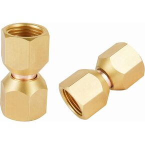 (Pack of 2) EFIELD Female Flare 3/8" X Female Flare 3/8" Swivel Brass Adapter, Female Swivel Nut,Flare Tube Fitting, Valve Connector (3/8-inch)