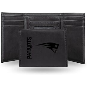 Rico Industries NFL New England Patriots Laser Engraved Black Tri-Fold Wallet - Men's Accessory
