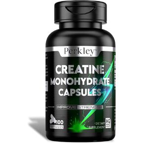 Perkley™ Creatine Monohydrate | Capsule Supplement | Strength, Muscle Growth & Performance | 50 Servings, 100 Capsules