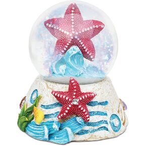 CoTa Global Starfish Stone Snow Globe - Sparkly Water Globe Figurine with Sparkling Glitter, Collectible Novelty Ornament for Home Decor, for Birthdays, Christmas, and Valentine's Day