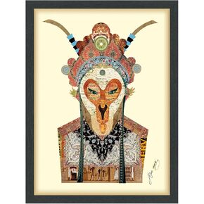 Empire Art Direct Dimensional Art Collage Handmade by Alex Zeng Framed Graphic Landscape Wall Art Ready to Hang 25" x 19" x 1.4" Beijing Opera Mask 1