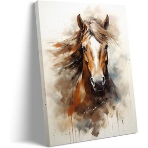 Animal mural art Horse canvas Mural art Horse oil painting art Horse antique oil painting art horse printed mural Indian wall decoration living room office decoration (12 * 16inch Unframed)
