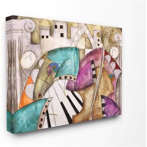 Stupell Industries Colorful Geometry Abstract Jazz Band Painting, Design by Artist Eric Waugh Wall Art, 30 x 1.5 x 40, Canvas