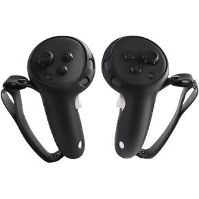 Yaslayp Silicone Controller Grip Cover for MetaQuest 3,Protector Case Compatible with Quest 3 VR Accessories Touch Controller Grips with Adjustable Knuckle Straps (Black)