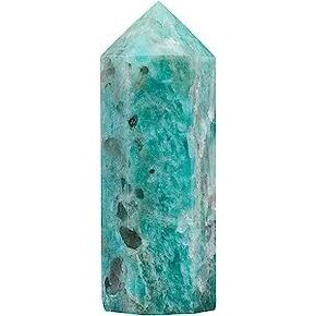 Apengshi الطبيعي امازونيتي كريستال برج شفاء كريستال برج 1.96-2.36 '' الأوجه نقطة واحدة شقرا كريستال حجر التأمل ديكور المنزل مجموعة هدية العيد in Kuwait