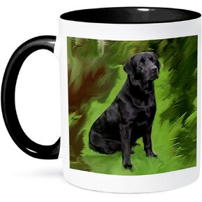 3dRose 3dRose Black Labrador Retriever - Two Tone Black Mug, 11oz , , Black/White