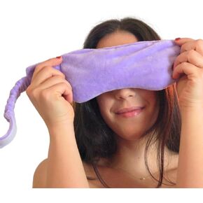 Weighted Lavender Eye Mask - Microwavable Sleep Mask with Natural Lavender & Flaxseed for Stress Relief, Headaches, Dry Eyes, Migraine Relief - Adjustable Strap, Soft & Reusable